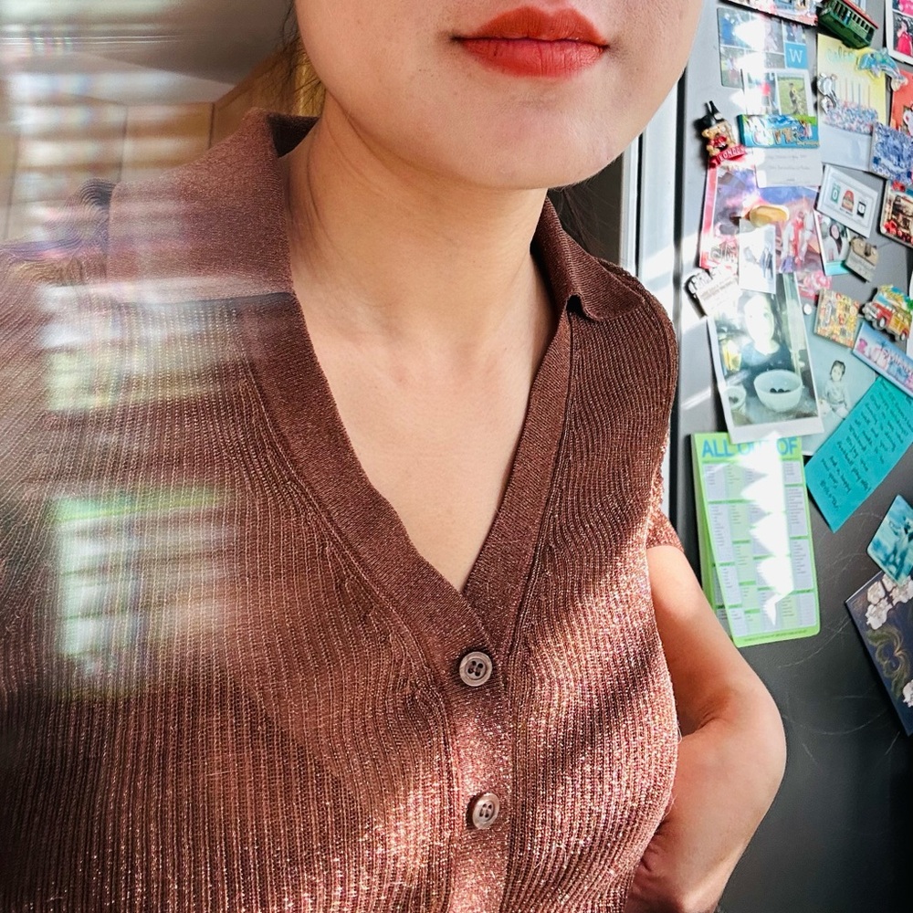 COS Brown Long Sleeve Collared Top